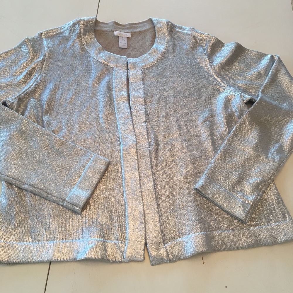 Chico’s silver metallic cardigan
